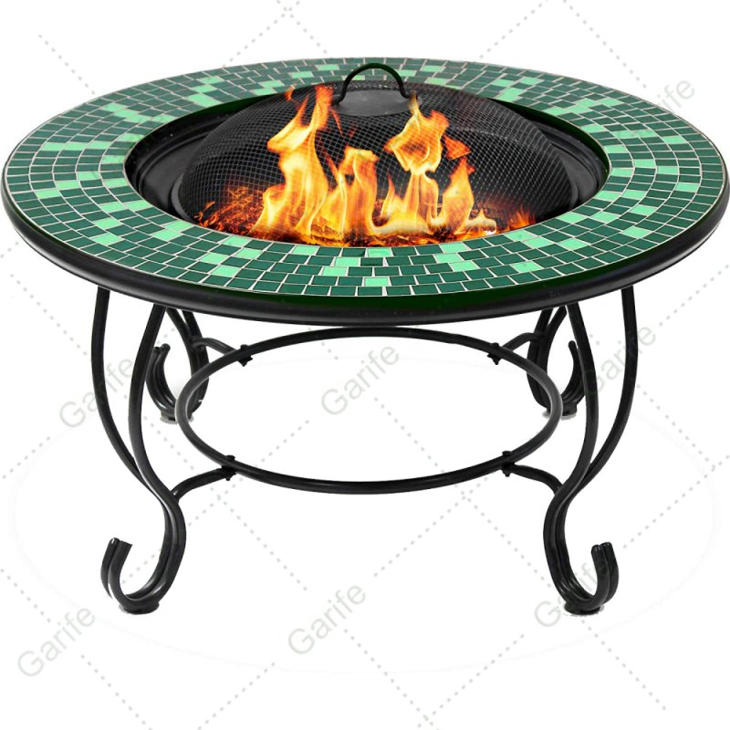 Wholesale Mosaic Tile Table Fire Pit Cooking BBQ Grill for Wood Burning