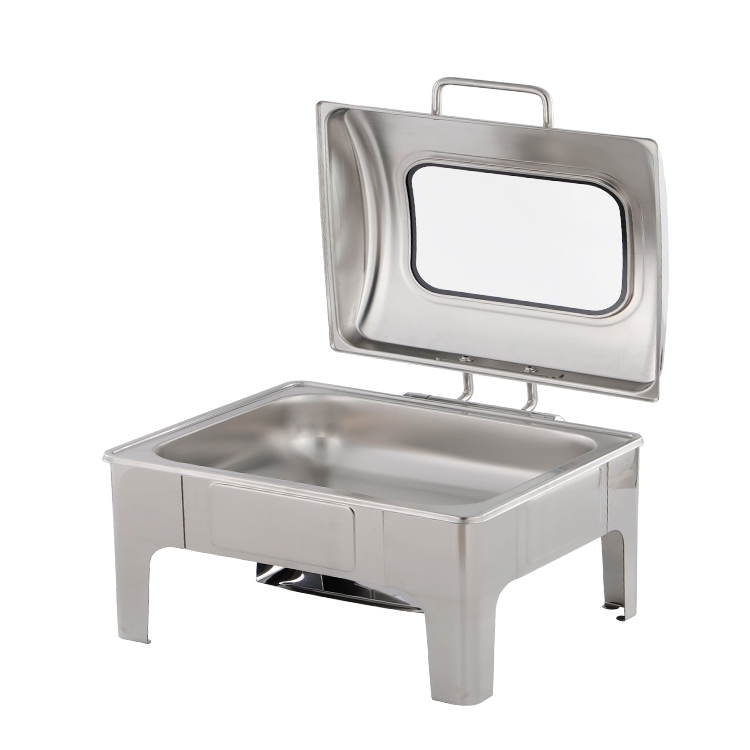 Xiangsheng 9L Stainless Steel Rectangle Chafing Dish with Show Window Lid