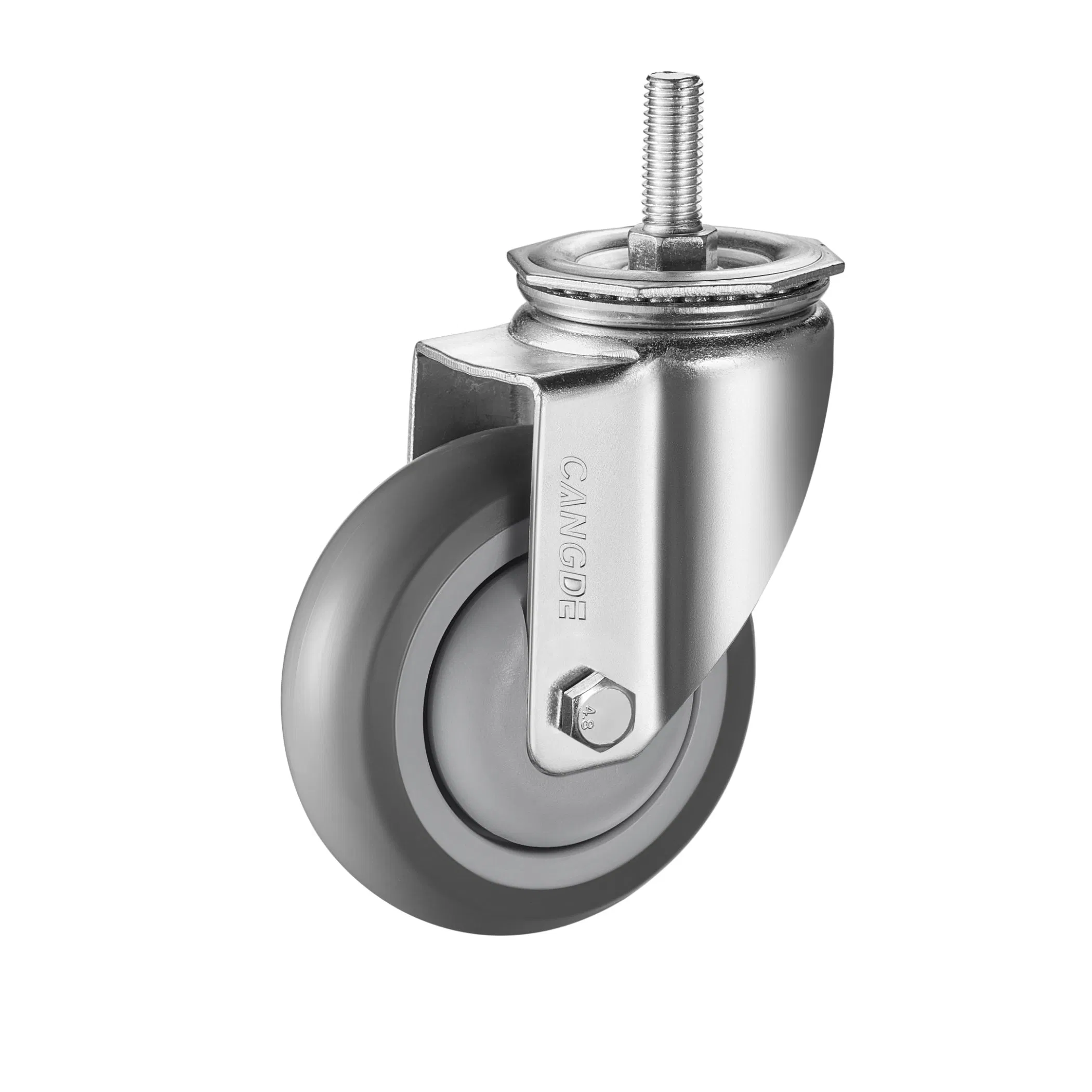 Industrial Threaded Stem Caster with Brake and Swivel Radius 102-115mm TPR