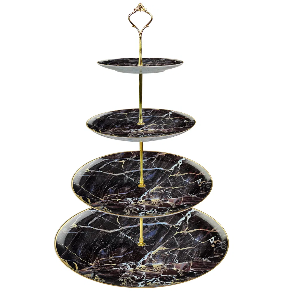 Luxury Ceramics Multi-Layer Cake Snacks Fruit Holder Dessert Plate