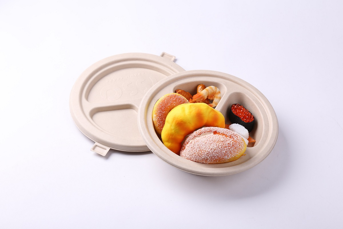 Disposable Sugarcane Pulp Divided Lunch Hot Dogs Tray