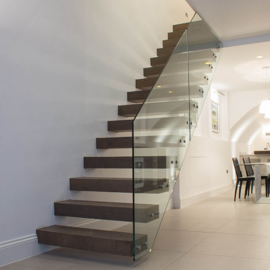 Ace Modern Design Wooden Straight Stair Floating Staircase