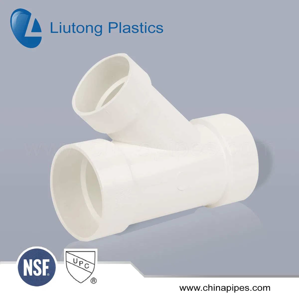 Plastic UPVC/PVC Wye-Tee with White Colour in ASTM-D-2665 Standard