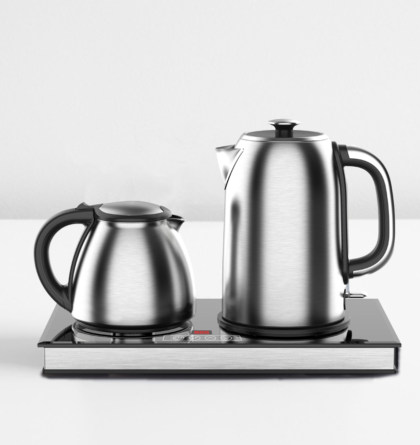 Custom LED Display with Touch Control 1.7L Portable electric 304 Stainless Steel Coffee and Tea Kettle Tray Set