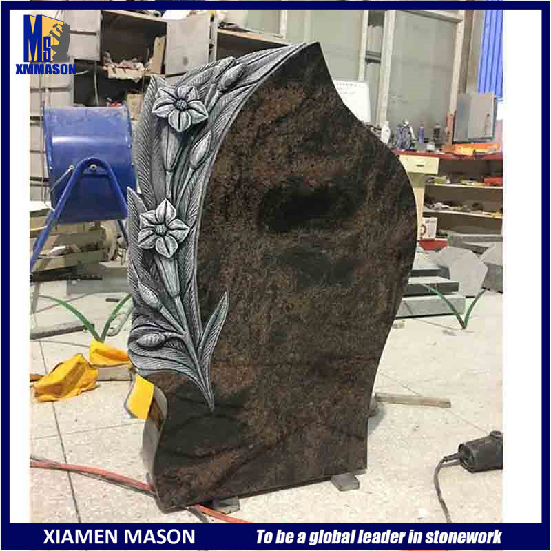 Hot Design Jet Black Weeping Angle with Heart Granite Headstones