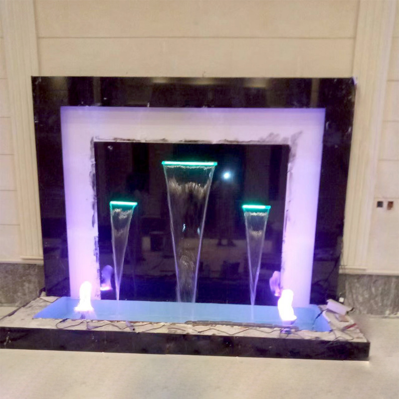 Stainless Steel Waterfall Spillway, APP Control Multi-Color LED Light Outdoor Pool Fountain, Water Spillway Koi Pond Waterfalls Fountains Kit for Garden Patio S