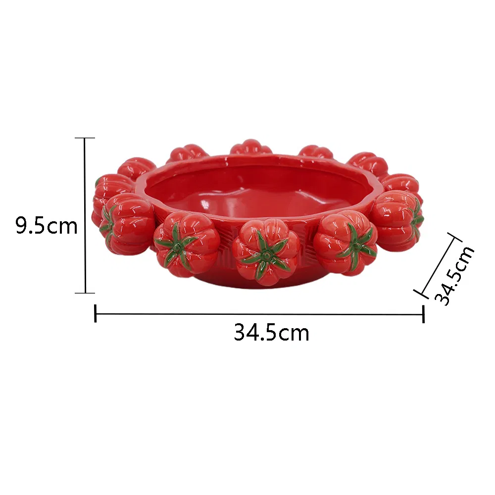 Creative Tomato Ceramic Bowl Large Decorative Fruit Bowl Red Ceramic Fruit Plate Home Table Decoration Wholesale