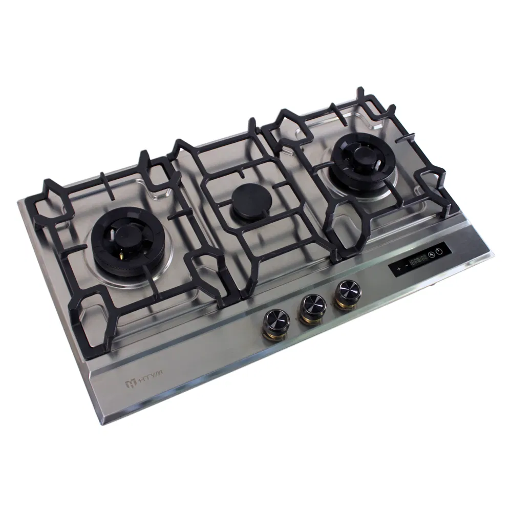 Energy-Efficient Stainless Steel Gas Cooker with 3 Burners and Timer Gas Hob