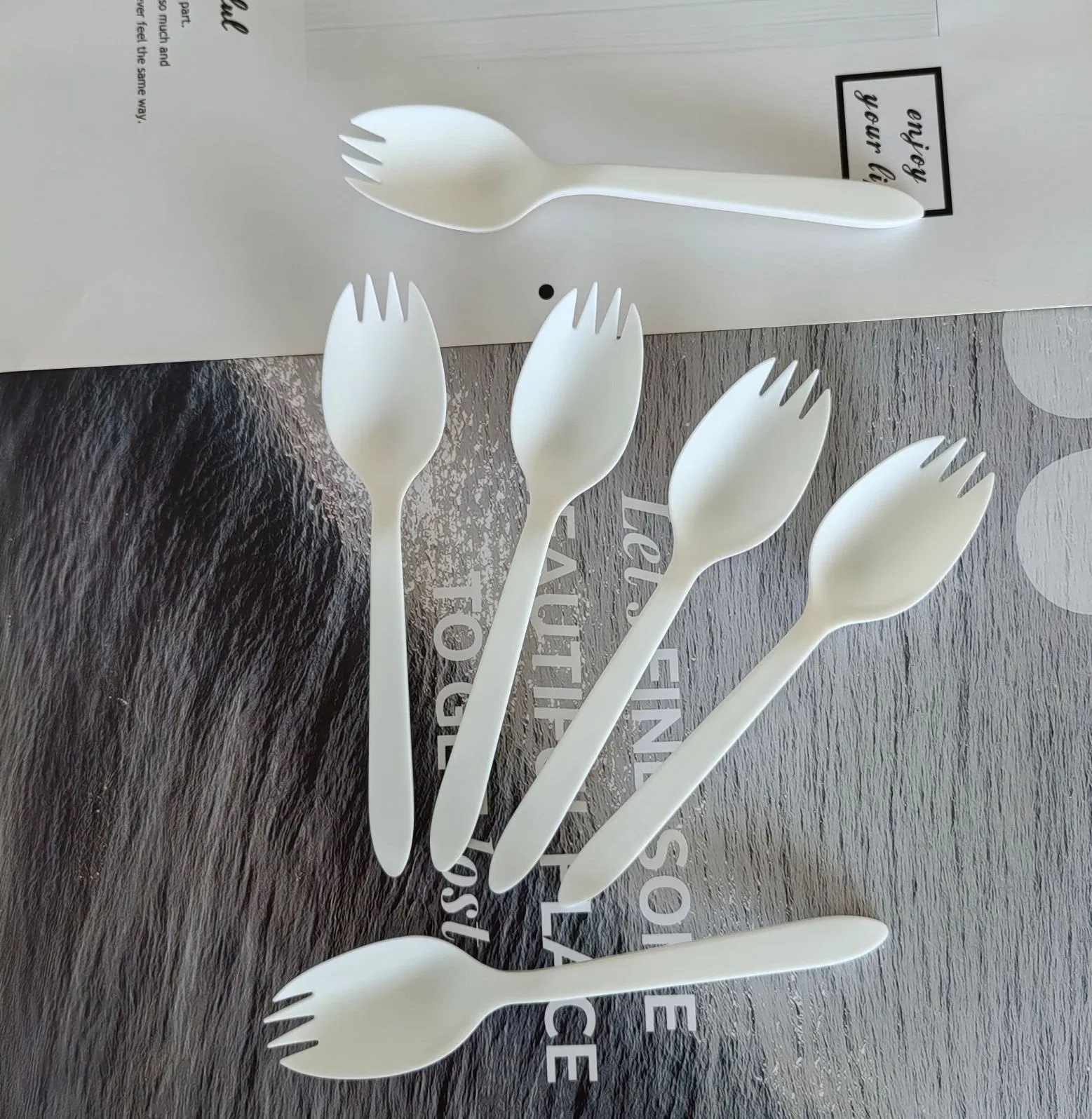 Hot Sale Compostable Biodegradable Cutlery Set Dessert Spoon 6" Cpla Sustainable Spork