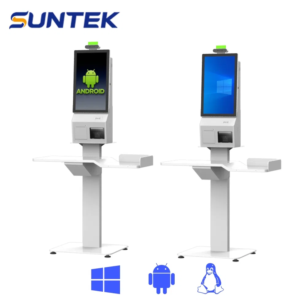 Factory Custom 27 Inch Android Information Checking Touch Screen Suntek Self-Service Kiosk with Scanner
