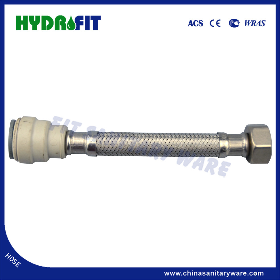 Factory Bathroom Aluminium Braided Hose Woven Hose Red Blue Wire 1/2, 3/4 FM (HY6401)