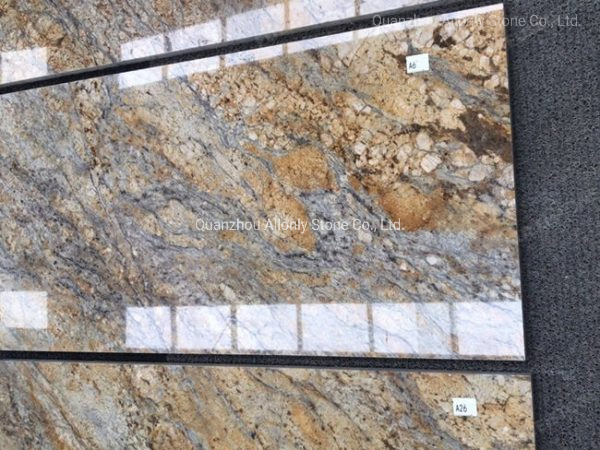 Brazil Golden Crystal Stone Design Interior Floor Tile /Wall Stair Granite for Commercial Project