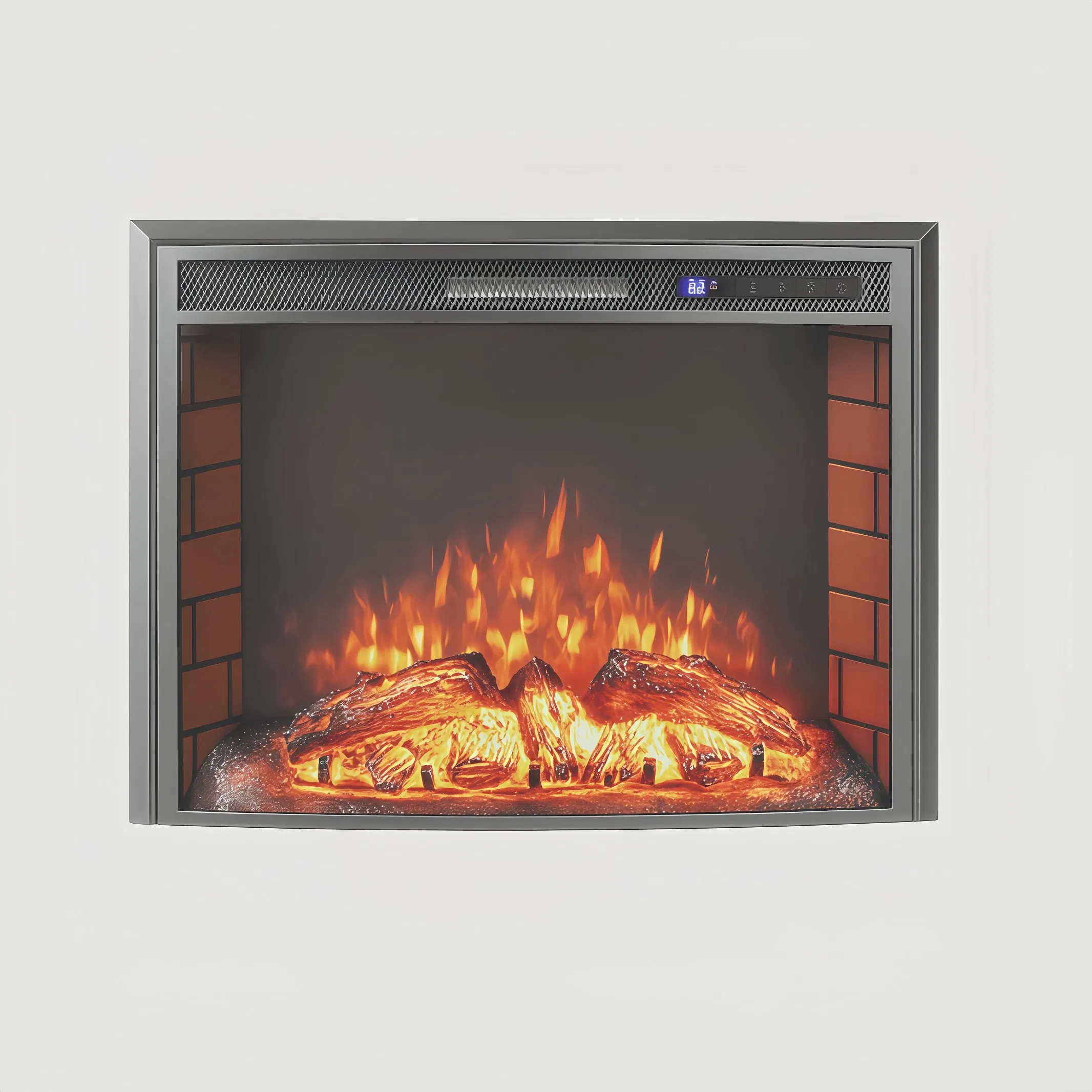 Electric Fireplace Heater with Realistic Flames, Adjustable Ember Bed, Remote Control