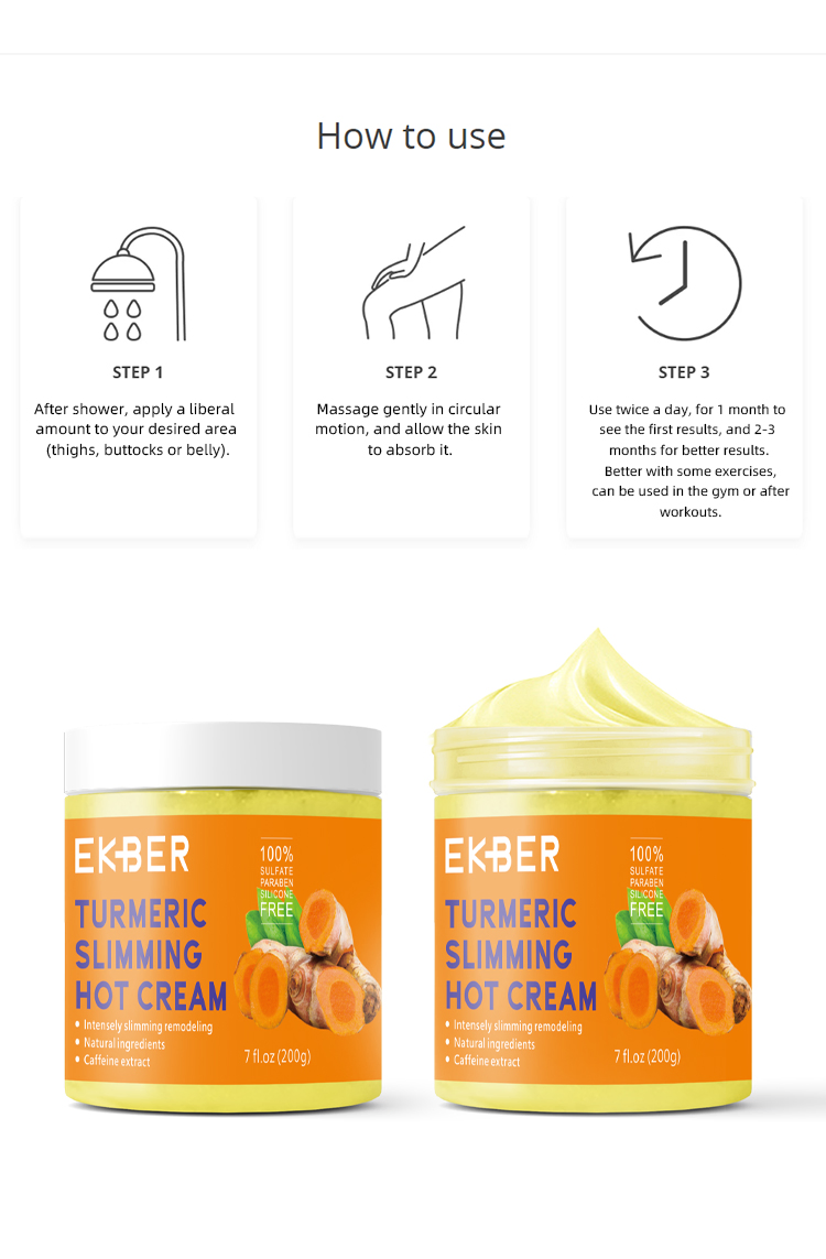 Private Label Anti- Cellulite Nourishing Burning Turmeric Slimming Cream