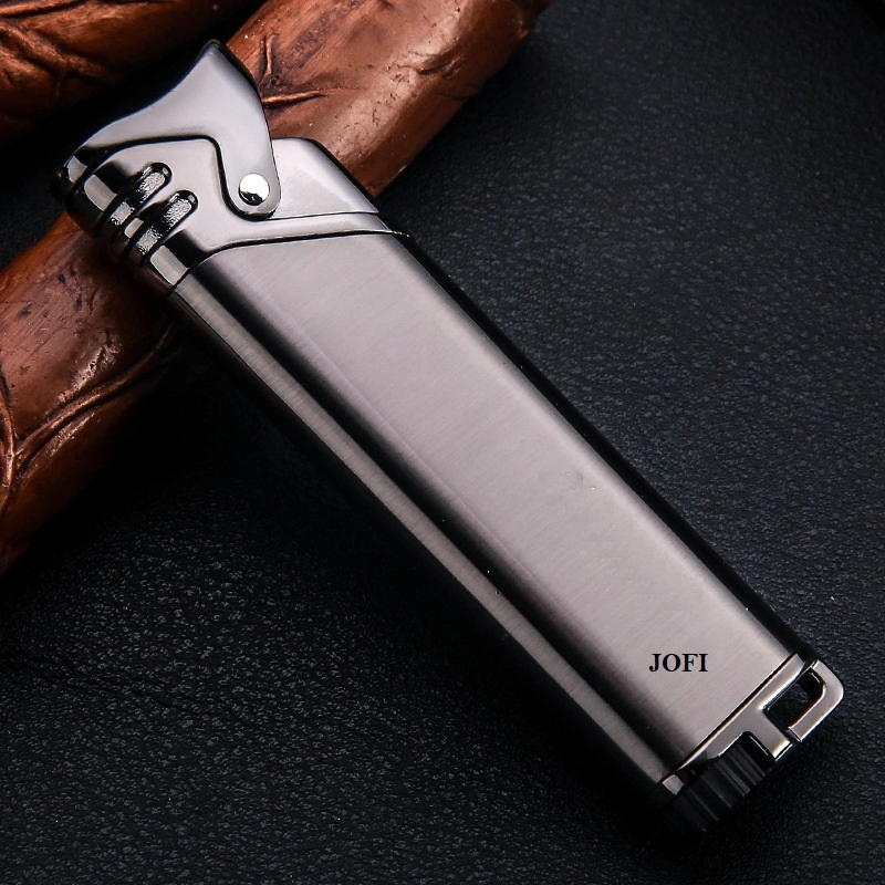 Custom Metal Single Flame Jet Butane Gas Torch Lighter Mini Slim Size with Modern Design Style for Cigars & Cigarettes