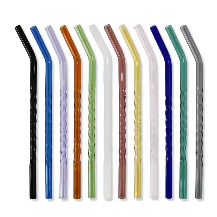 Creative Glass Straw Twist Special Straw Thread Shape Diamond Glass Straw