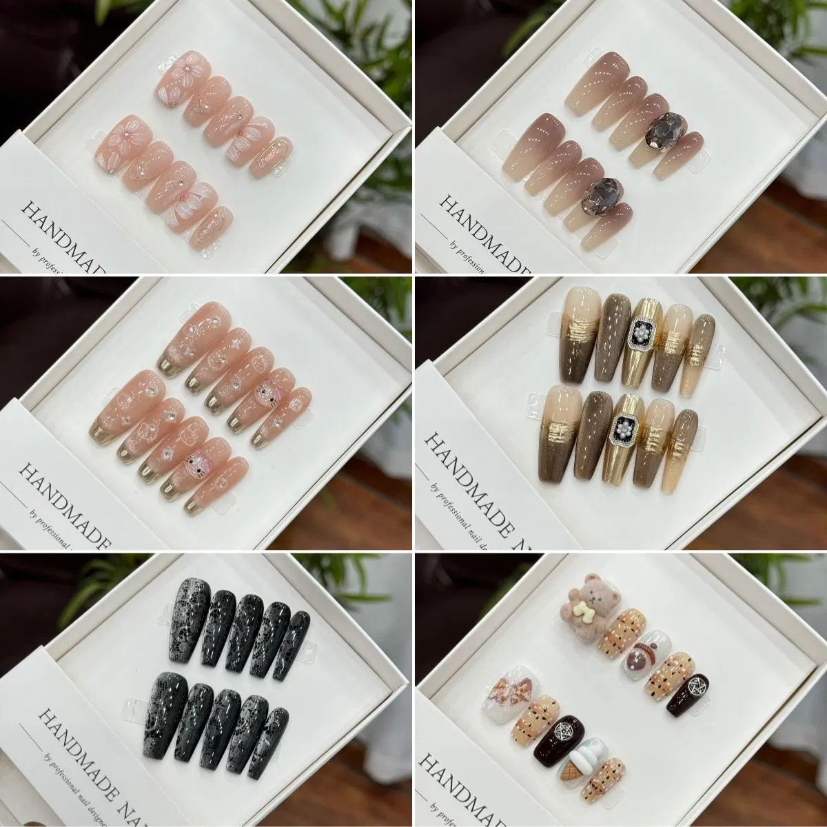 Fashionable False Nails Wholesale Artificial Art 3D Pink Rabbit Fingernails Fluorescence Nails Fake Nails