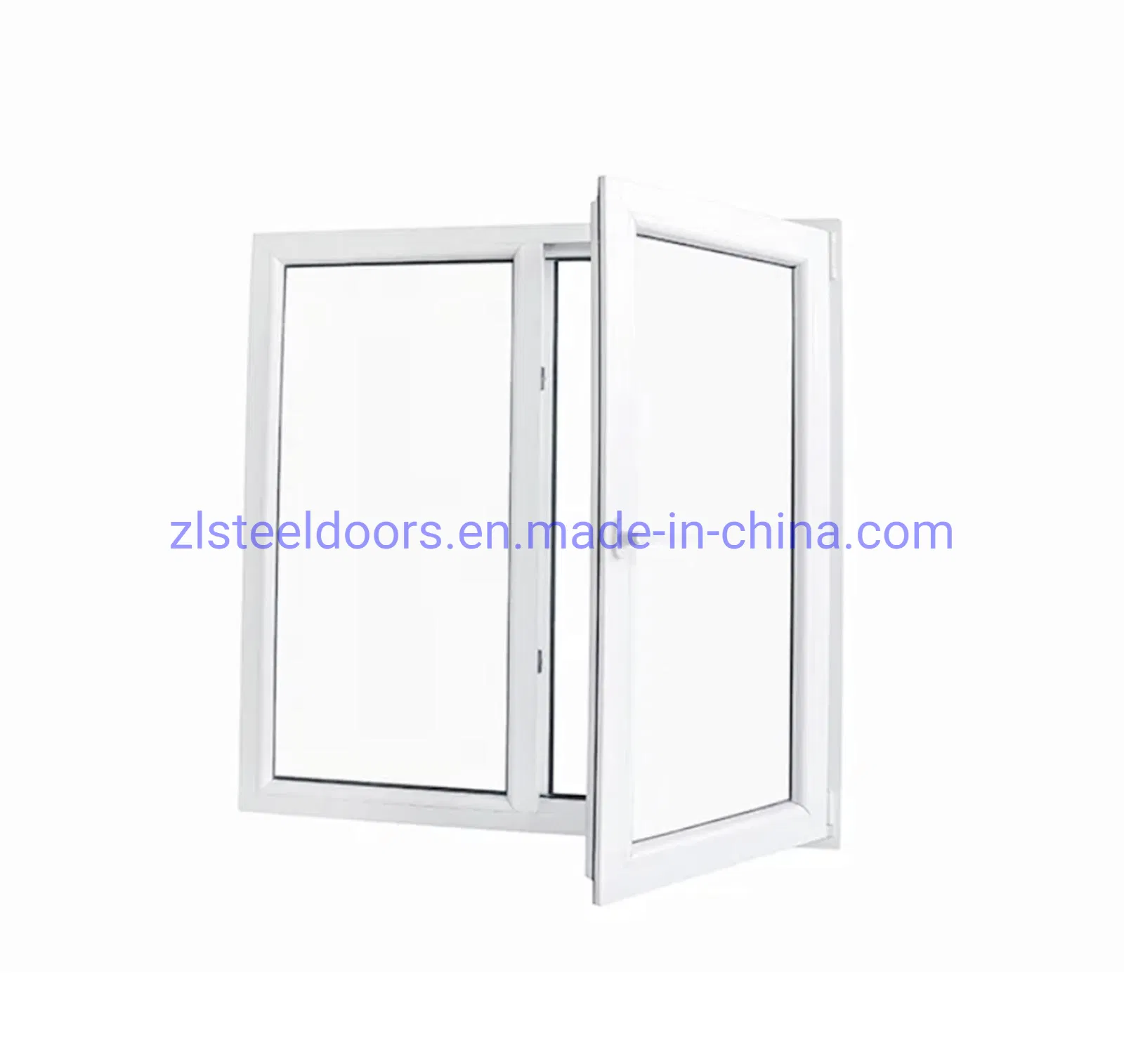 White UPVC PVC Double Panel Casement Opening French Windows with Modern Design for House