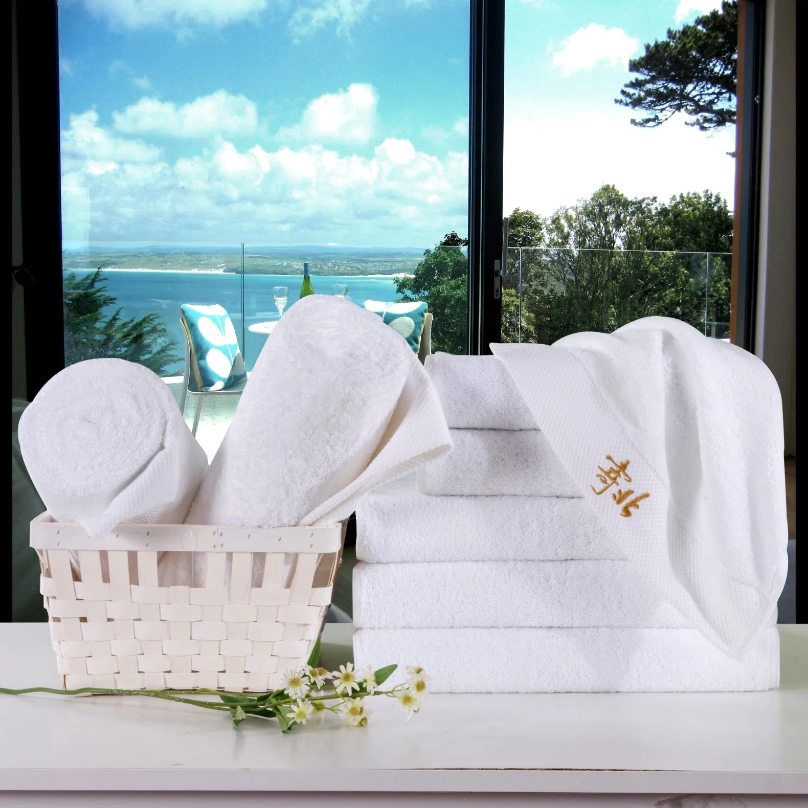 Five Star Hotel Towel Set Custom Private Logo Design Hand Face Bath Towel Collection Set for Hotel