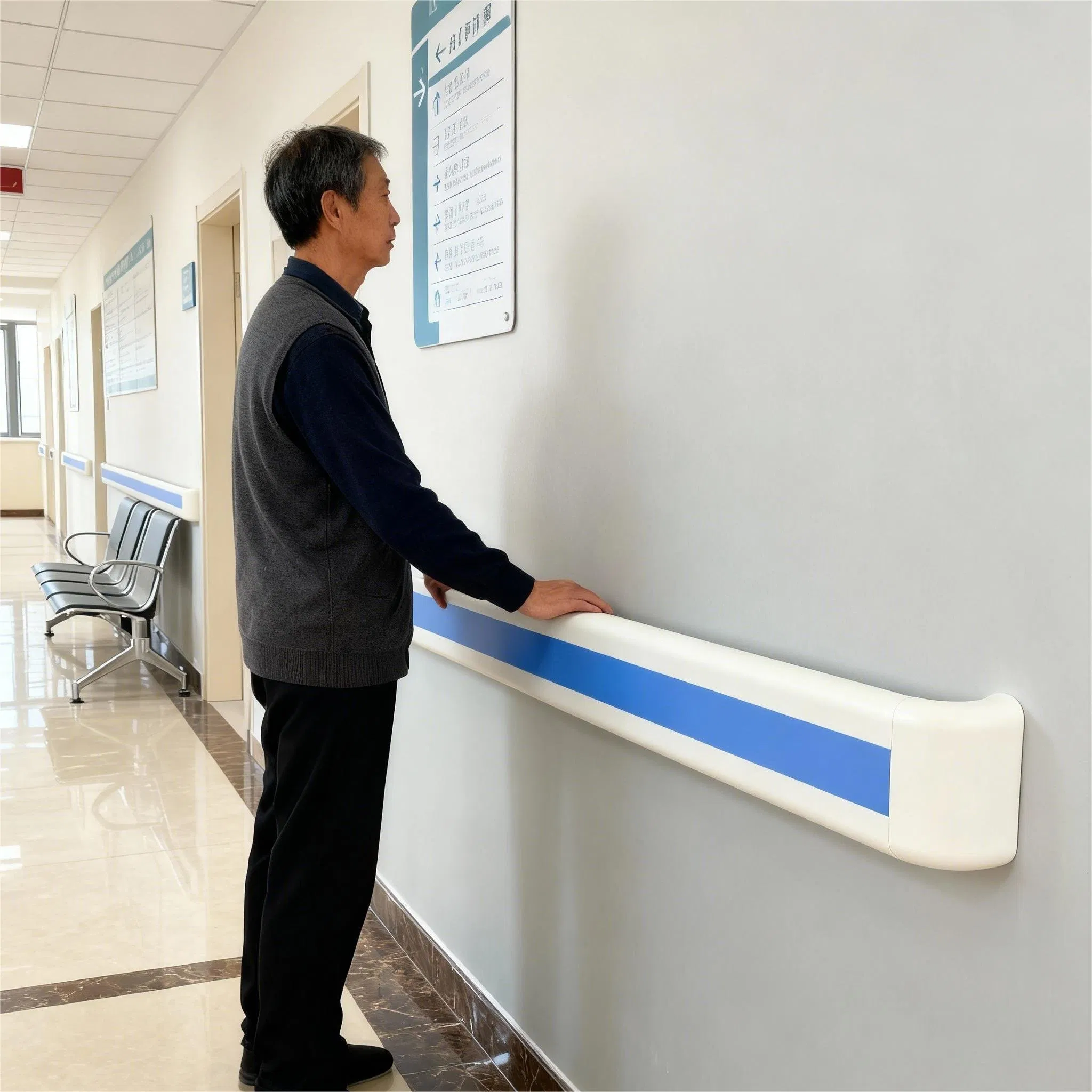 Hospital Handrail for Accessible Design Supporting Mobility on Corridor Walls
