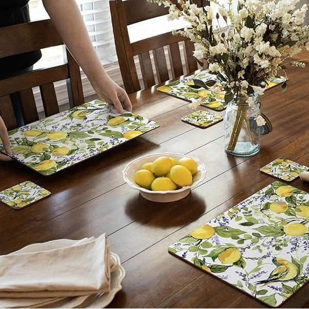 Custom Pattern Decorative Hardboard Tabletop Placemats with Cork Backing