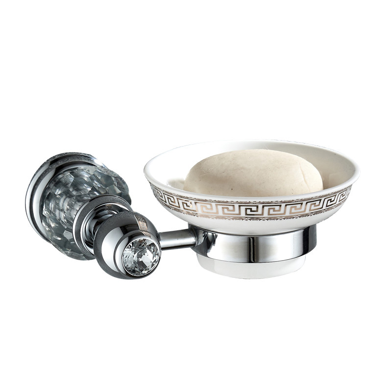 Silver Polished Bathroom Hardware Set Solid Brass Crystal Bathroom Accessories