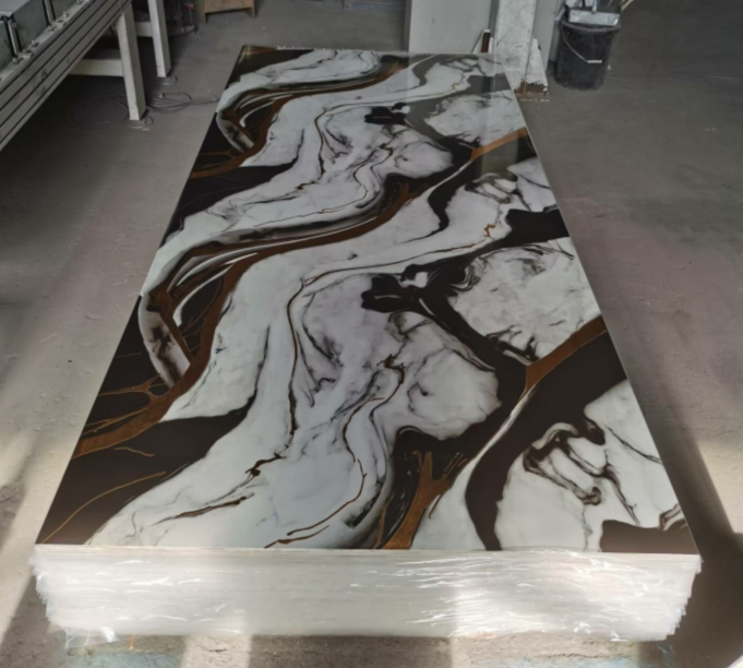 High Glossy 1220X2440mm 3mm PVC Wall Panel Marble Alternative PVC Sheet