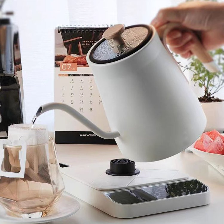 800ml Capacity Fine Mouthed Hand Brewed Pot Electric Coffee Kettle Fast Boiling Hot Water Kettle for Pour Over Coffee&Tea