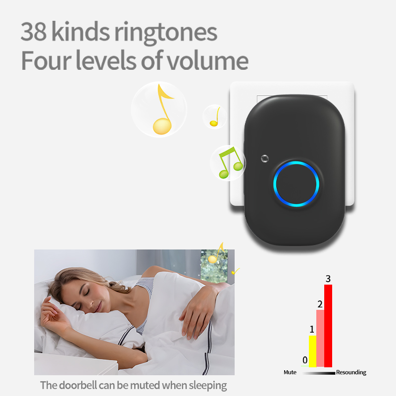 No-Battery Economic Kinetic Wireless Doorbell with 32 Ringtones