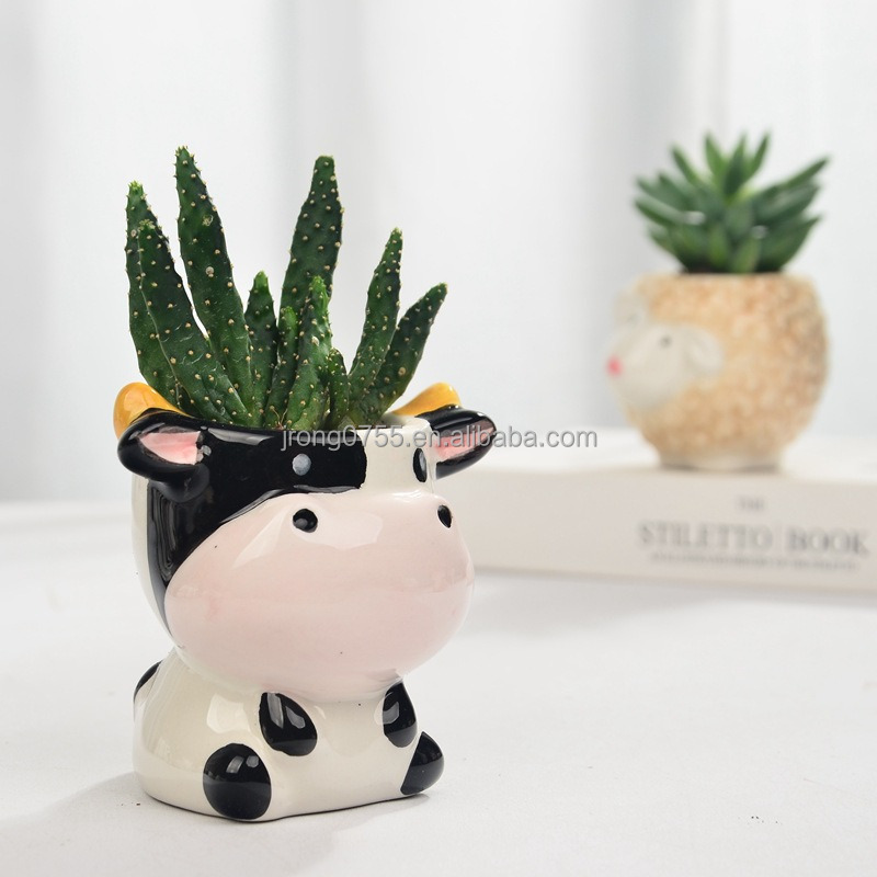 Фигурки керамические животные глазурованные для сада корова зебра лиса