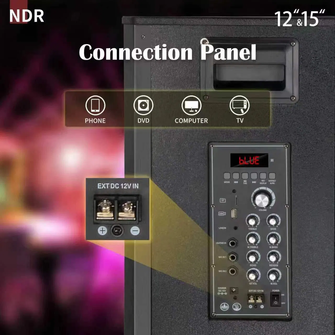 Wireless Portable Trolley Wooden Blue Tooth Ndr-412 Speaker