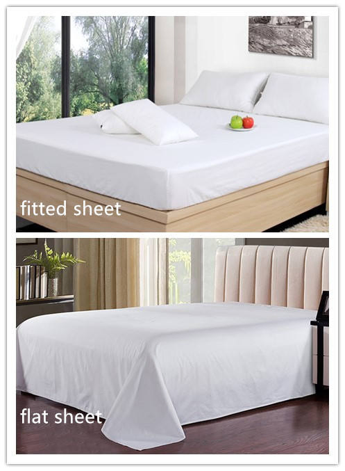 Hotel Bleached White 100% Cotton Mattress Protector Elastic Fitted Bed Sheet Sets