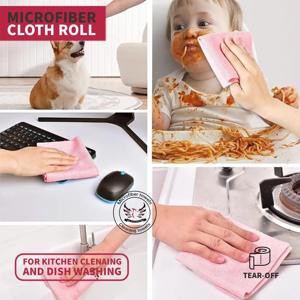 Tear off Kitchen Paper Towel, Microfiber Dish Towel in Roll, 30 Pieces Per Roll