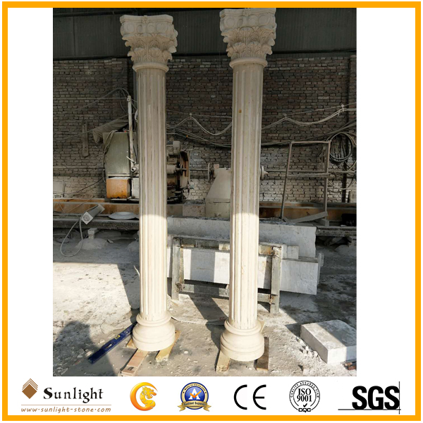 Skilled Carving Base, Roman Solid/Hollow Column with Stone Marble Granite Sandstone