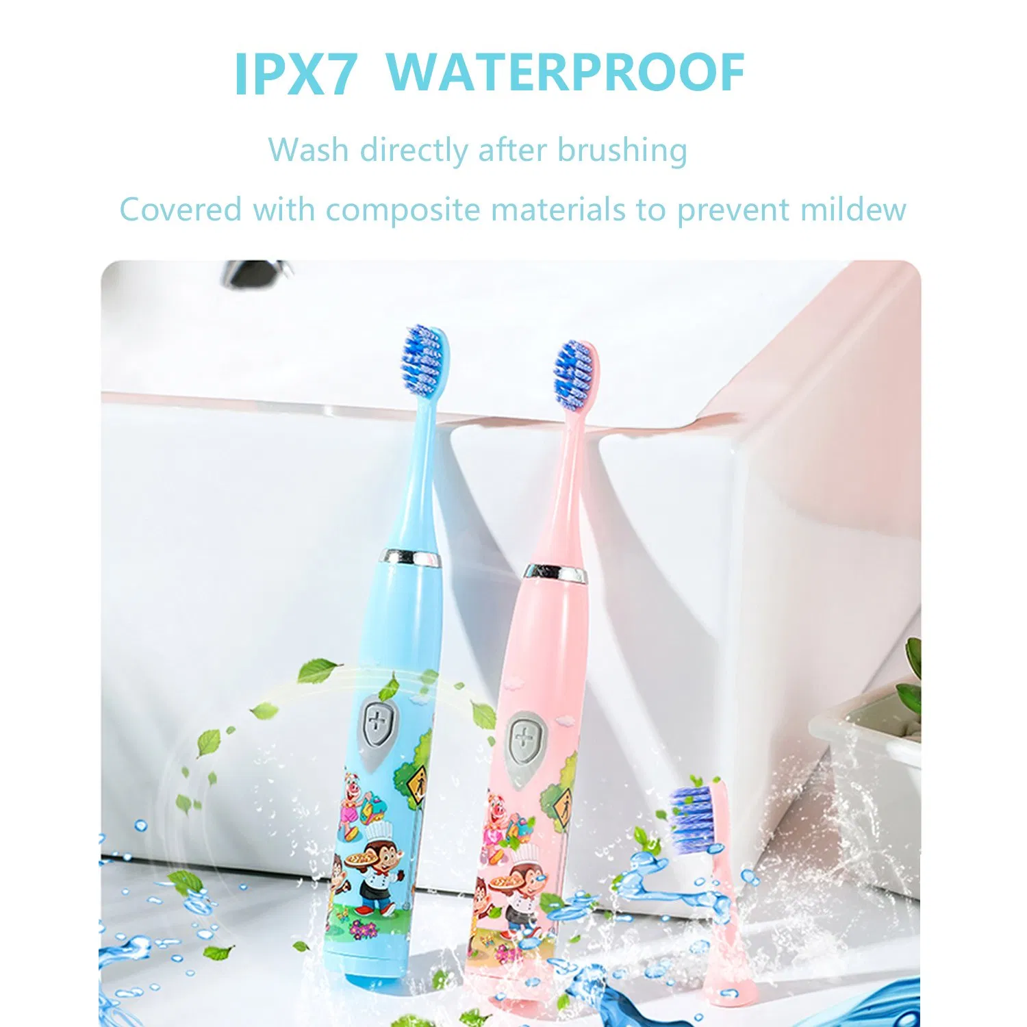 Waterproof Replaceable Brush Head Deep Clean Kids Battery Powered Toothbrush