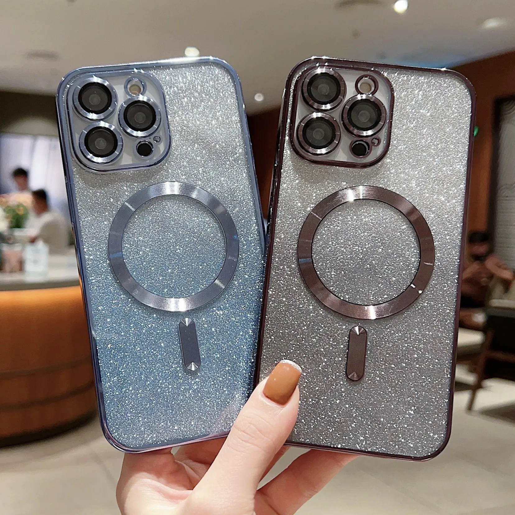 Чехол для iPhone с градиентом и блёстками, MagSafe