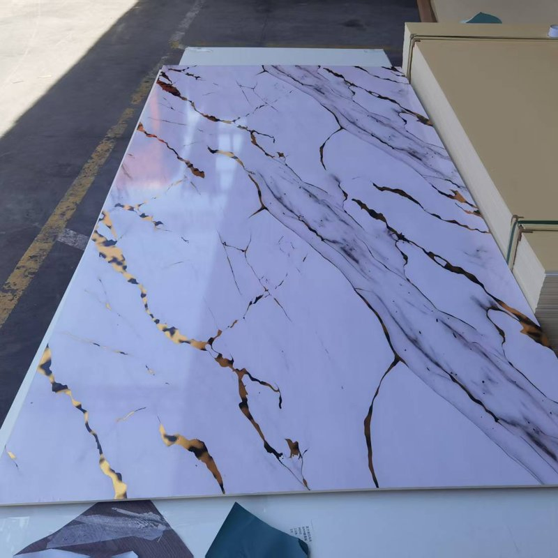Bamboo Charcoal Composite PVC Marble Wall Panel 5mm Glossy Finish for Eco-Friendly Interior Cladding