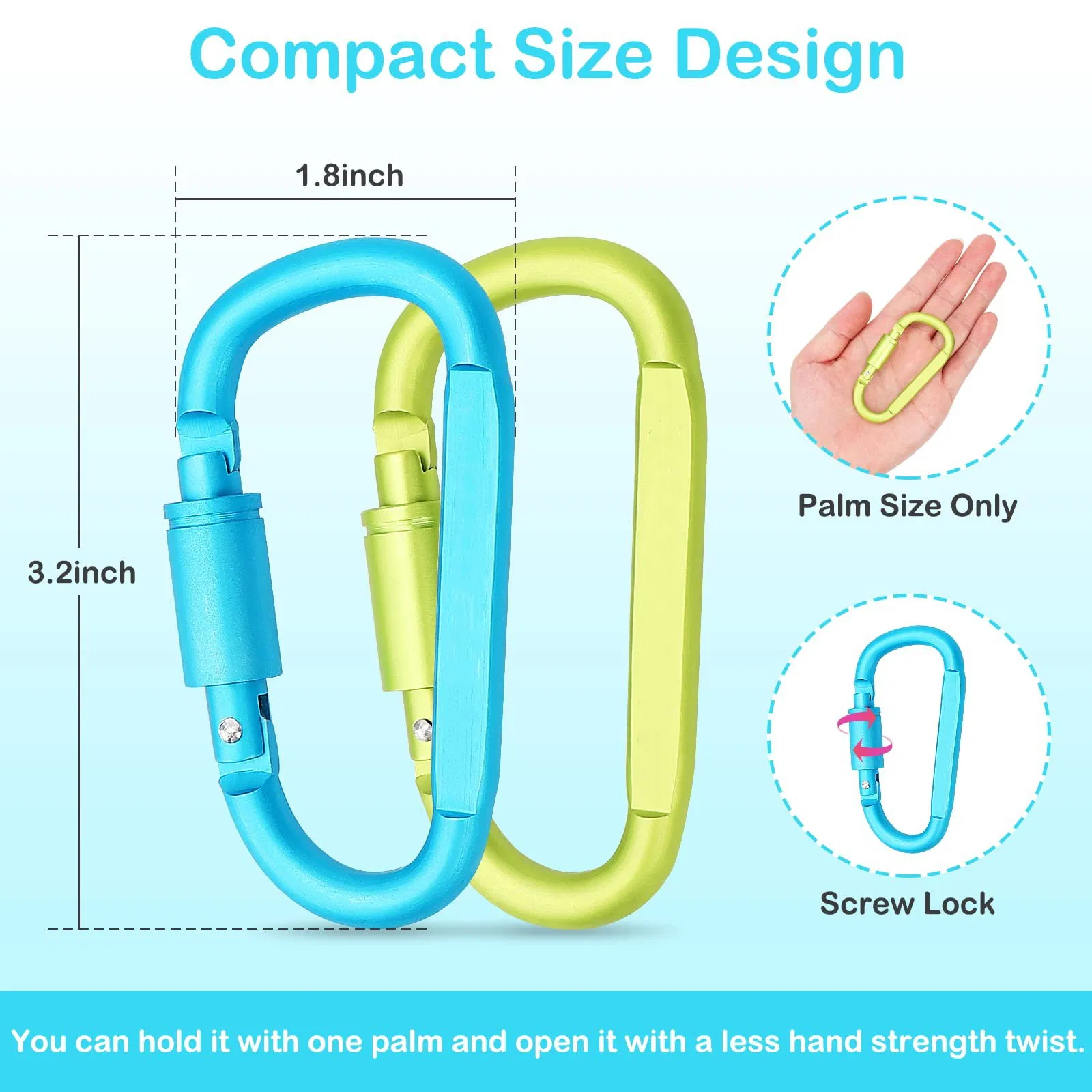 Aluminum Lock Carabiner Snap Hook Keychain Hike Key Chain Climbing Camping Carabiner with Custom Logo Color