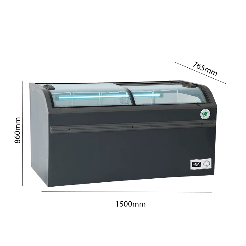 Ice Cream Cabinet Supermarket Freezer Freezer Island Cabinet Ice Cream Refrigerator Horizontal Curved Glass Preservation Cabinet