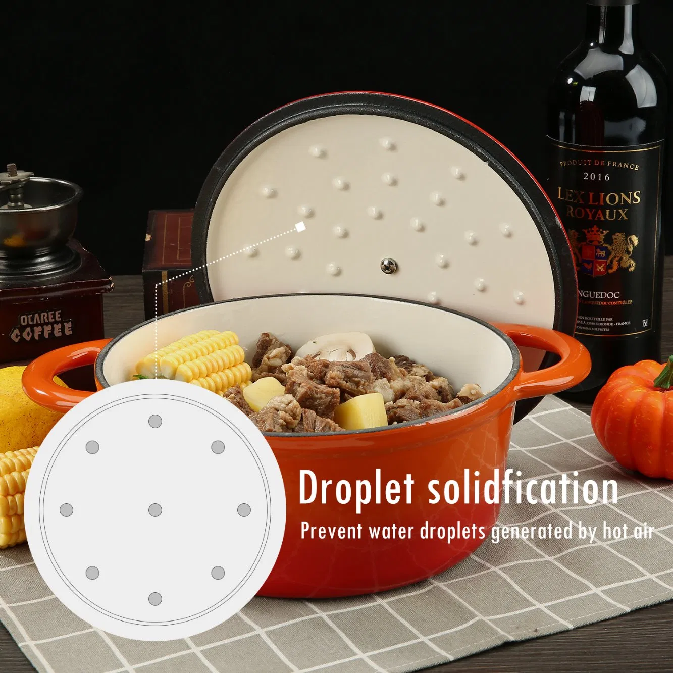 Чугунная эмалированная кастрюля-кокот Cookwin 2.8 кварт, оранжевая