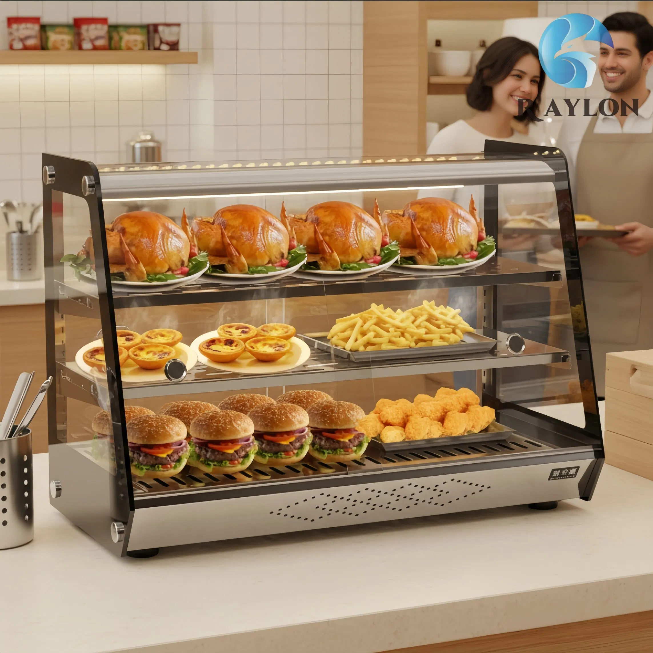 Glass Panel Heated Display Cabinet for Catering Service