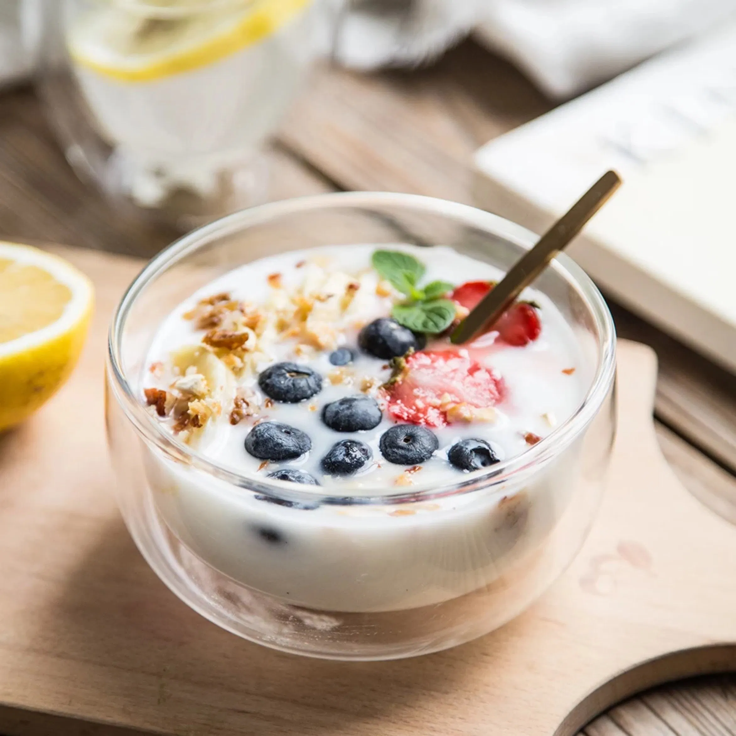 350ml Borosilicate Double Wall Glass Fruit/ Ice Cream Bowl, Borosilicate Glass Bowls