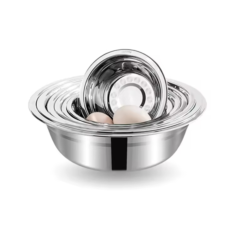Wholesale Stainless Steel Mixing Bowls Non Slip Nesting Whisking Bowls Set Mixing Bowls for Salad Cooking Baking