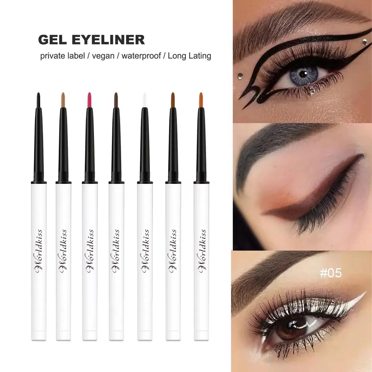 Black Vegan Waterproof Long Lasting Smooth Creamy Color Gel Eyeliner Pencil
