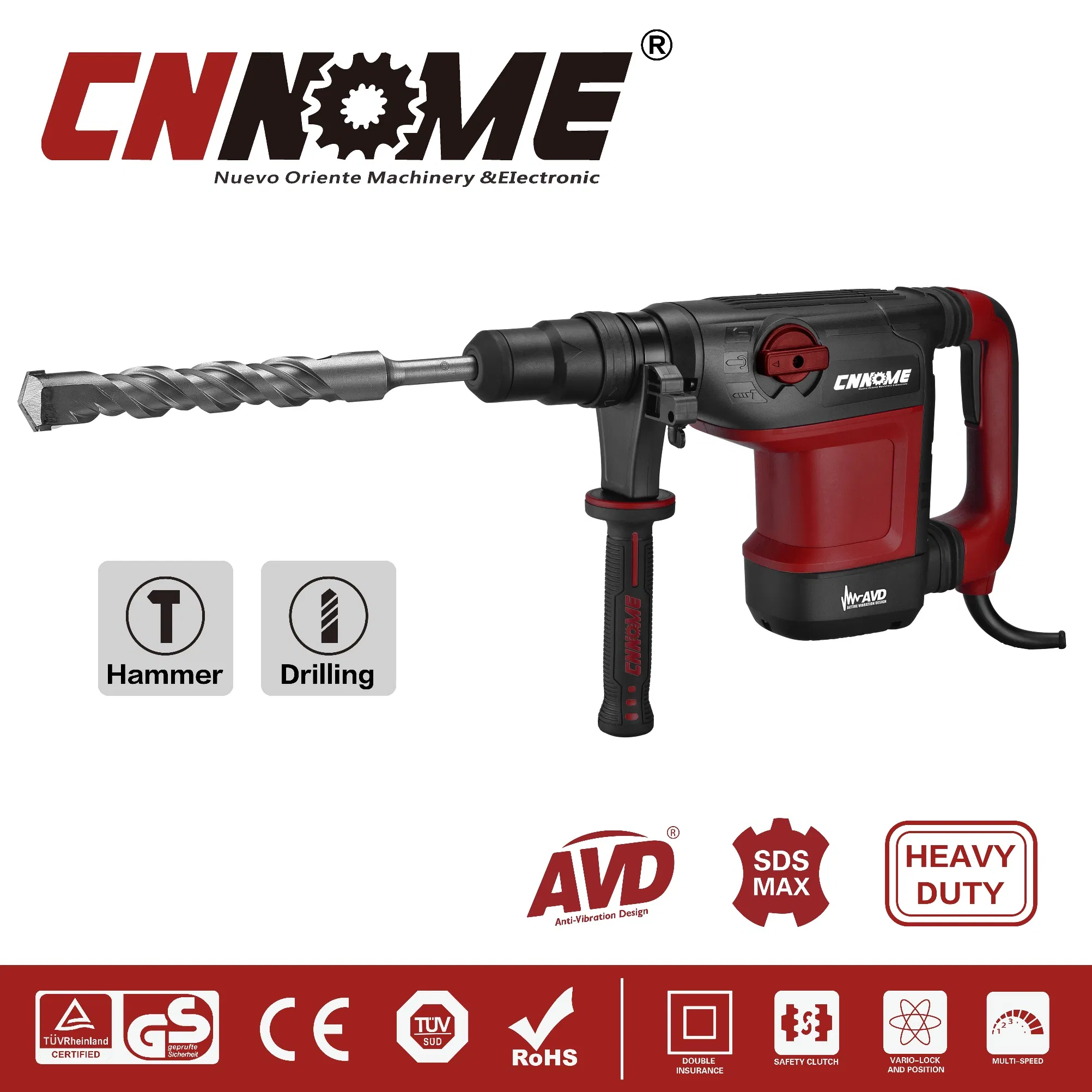 Industrial Level Heavy Duty 42 mm SDS-Max Rotary Hammer Sr650-42
