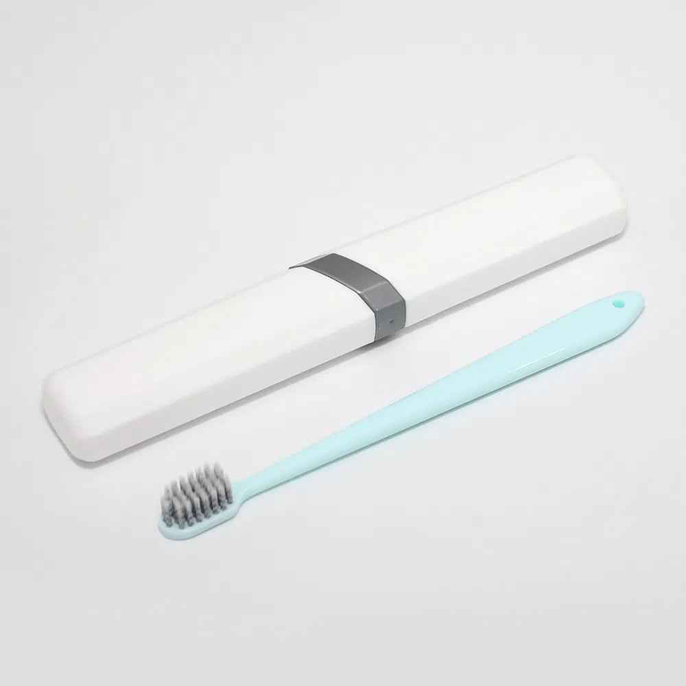 Wholesale Blue Square Head Disposable Travel Straw Toothbrush Set 05