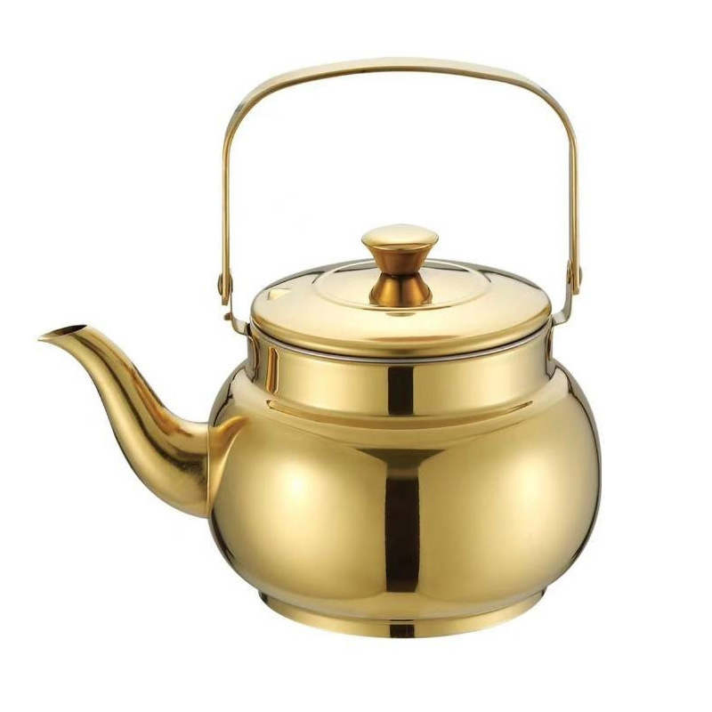 Stainless Steel Kettle for Restaurants with Filter Tea Pothigh-End Golden Hammered