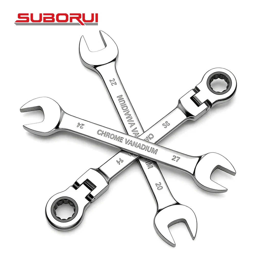 Suborui Movable Head Ratchet Combination Wrench Carbon Steel Flexible Spanner Hand Repair Tool
