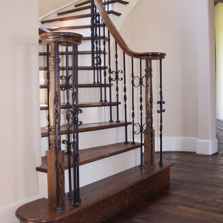 Double Ribbon Twist Wrought Iron Balusters for Stair Remodel