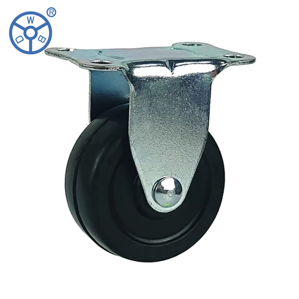 Side Mounting Light Duty Small Black Industrial Rubber Swivel Caster 2 Inch Castor Trolley Wheel